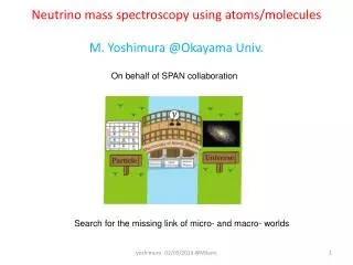 Neutrino mass spectroscopy using atoms/molecules M. Yoshimura @Okayama Univ.