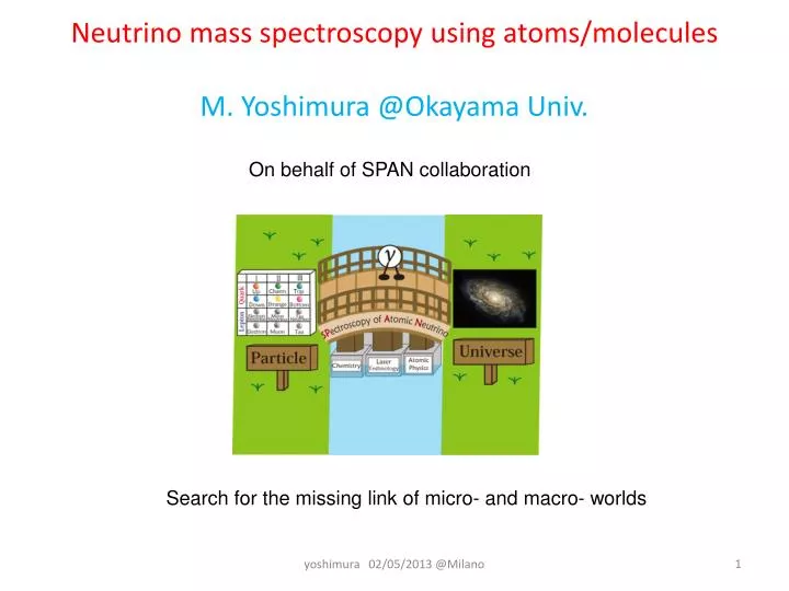 neutrino mass spectroscopy using atoms molecules m yoshimura @okayama univ