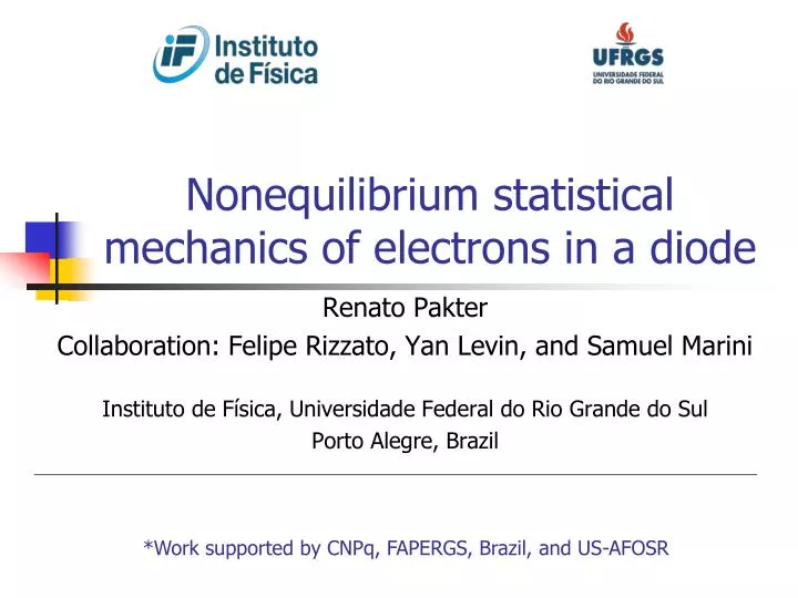 nonequilibrium statistical mechanics of electrons in a diode