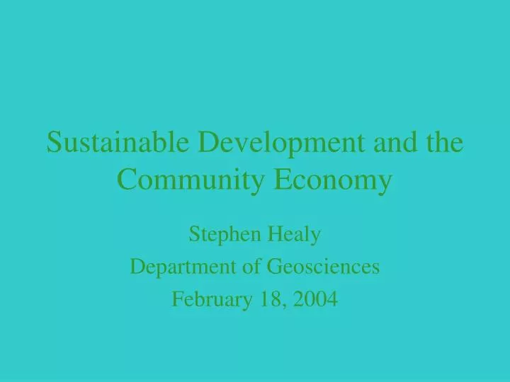 sustainable development and the community economy