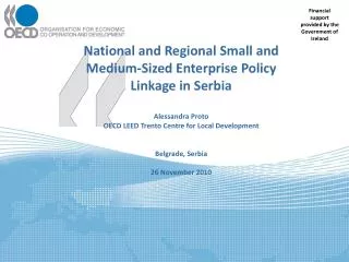 National and Regional Small and Medium-Sized Enterprise Policy Linkage in Serbia Alessandra Proto