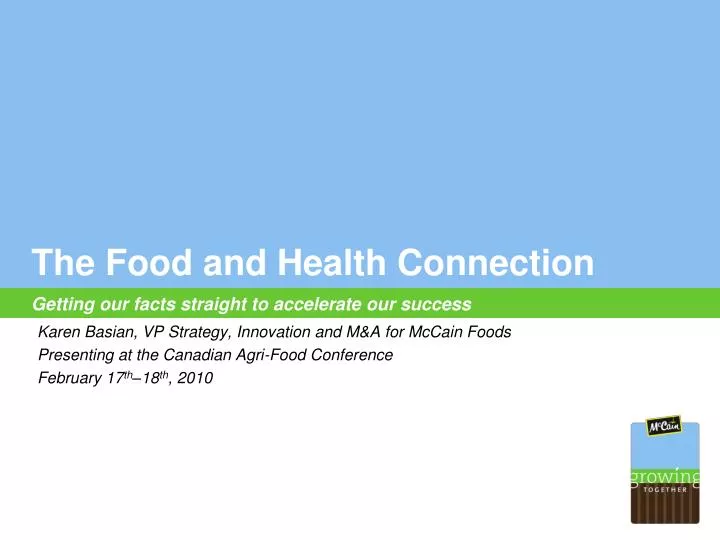 the food and health connection getting our facts straight to accelerate our success