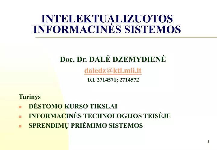 intelektualizuotos informacin s sistemos