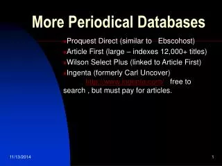 More Periodical Databases