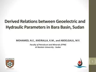 Derived Relations between Geoelectric and Hydraulic Parameters in Bara Basin, Sudan