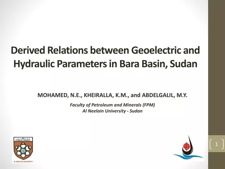 derived relations between geoelectric and hydraulic parameters in bara basin sudan