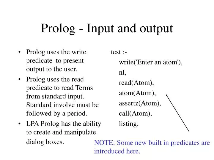prolog input and output