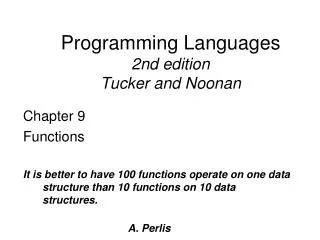 Programming Languages 2nd edition Tucker and Noonan