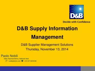 D&amp;B Supply Information Management