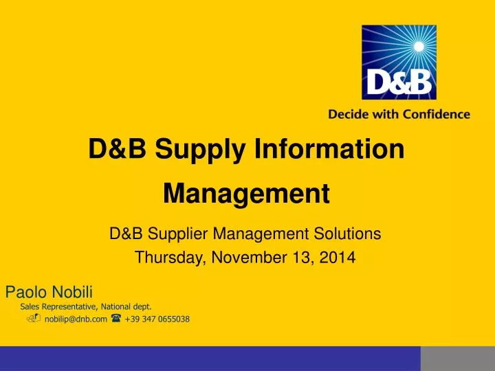 d b supply information management
