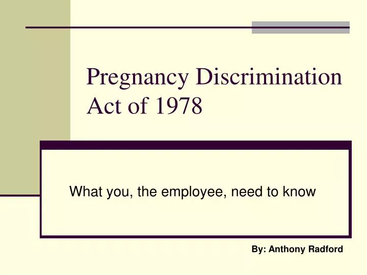 pregnancy discrimination act of 1978