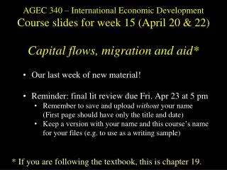 Our last week of new material! Reminder: final lit review due Fri . Apr 23 at 5 pm