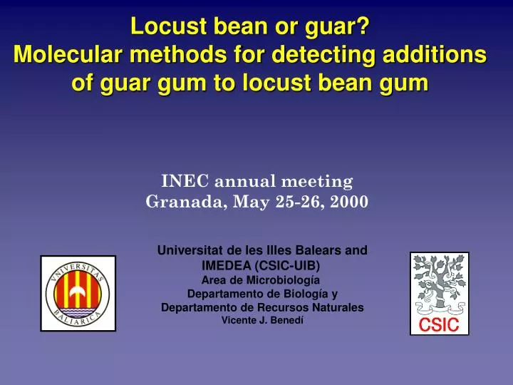 locust bean or guar molecular methods for detecting additions of guar gum to locust bean gum