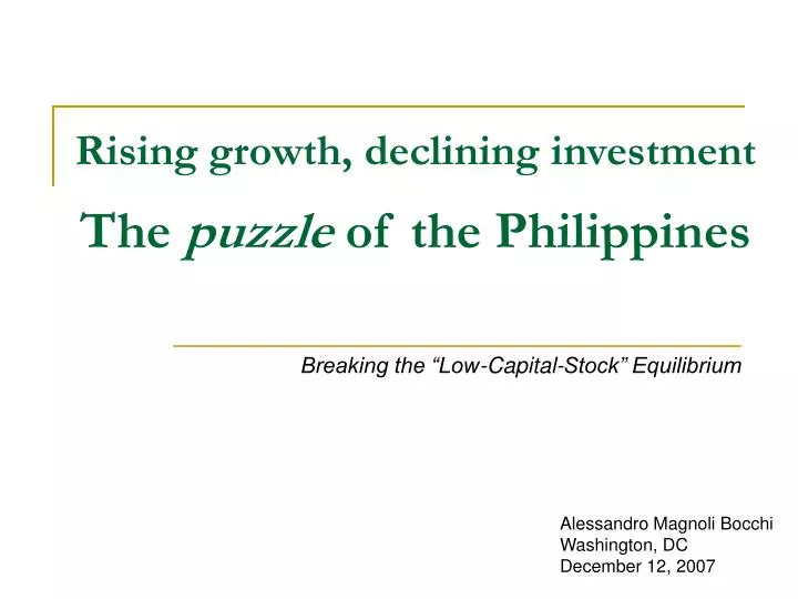 rising growth declining investment the puzzle of the philippines
