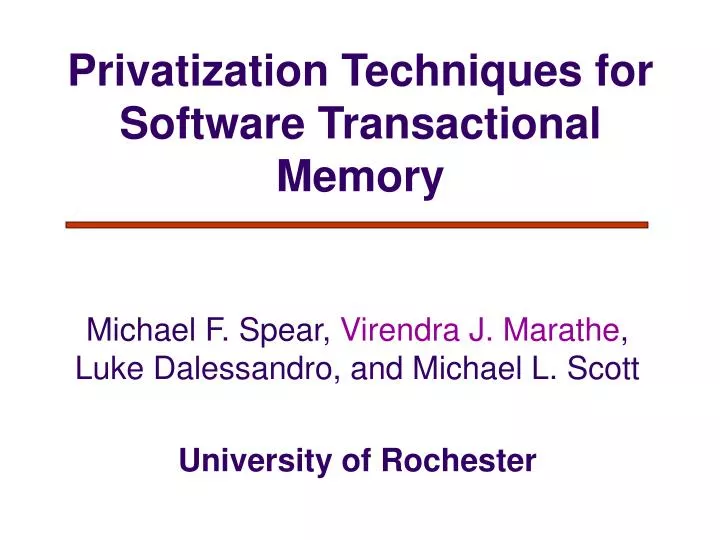 privatization techniques for software transactional memory