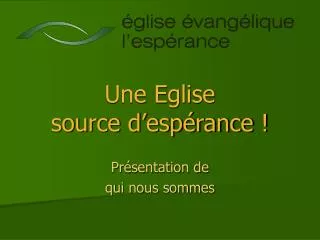 une eglise source d esp rance