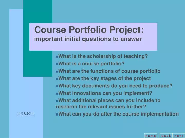 course portfolio project important initial questions to answer