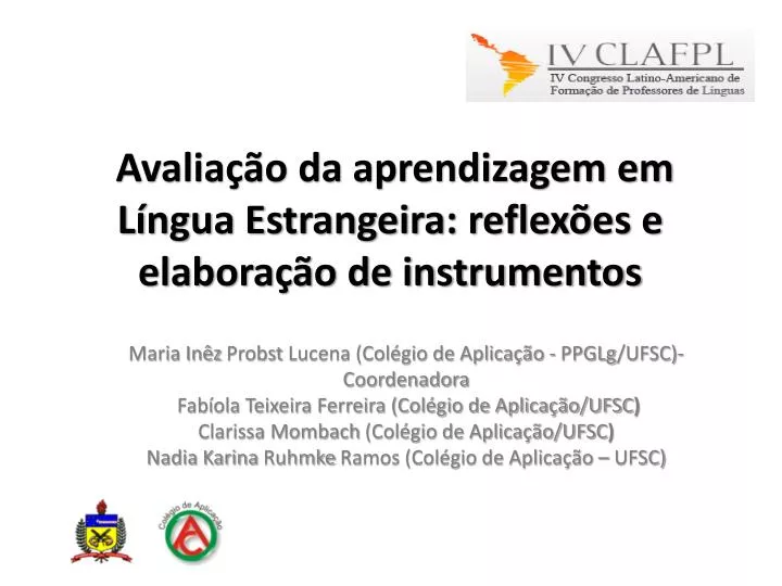 Ppt Avalia O Da Aprendizagem Em L Ngua Estrangeira Reflex Es E Elabora O De Instrumentos