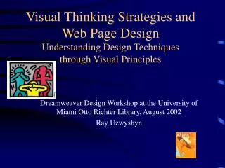 Dreamweaver Design Workshop at the University of Miami Otto Richter Library, August 2002