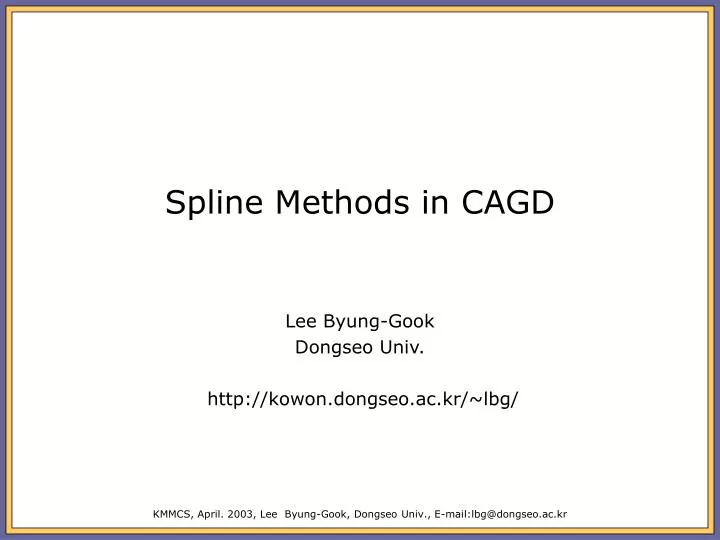 spline methods in cagd