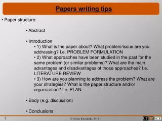 Papers writing tips
