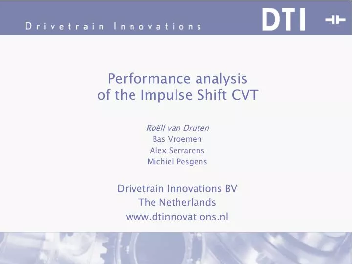 performance analysis of the impulse shift cvt