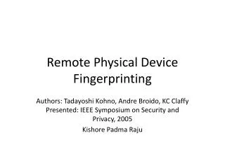 Remote Physical Device Fingerprinting