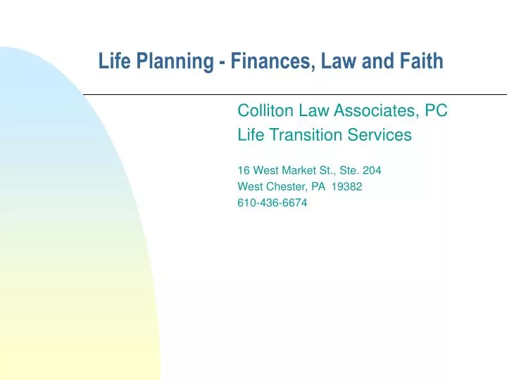 life planning finances law and faith