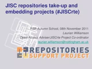JISC repositories take-up and embedding projects (#JISCrte)