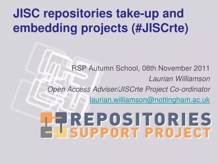 jisc repositories take up and embedding projects jiscrte