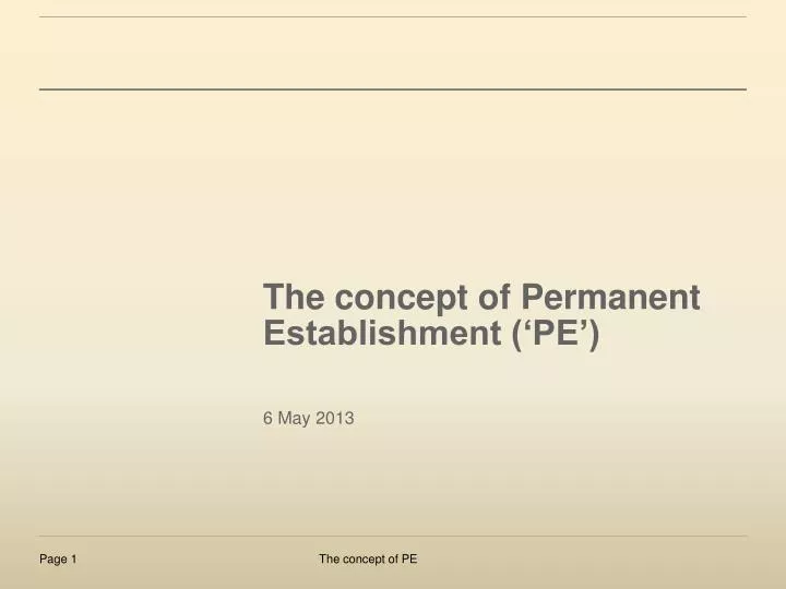 the concept of permanent establishment pe