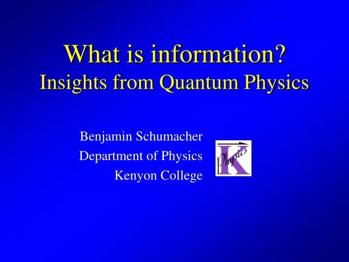 what is information insights from quantum physics