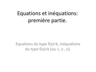 equations et in quations premi re partie