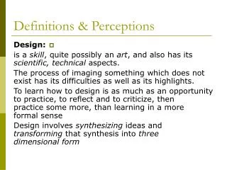 Definitions &amp; Perceptions
