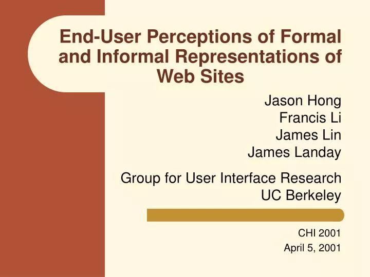 end user perceptions of formal and informal representations of web sites