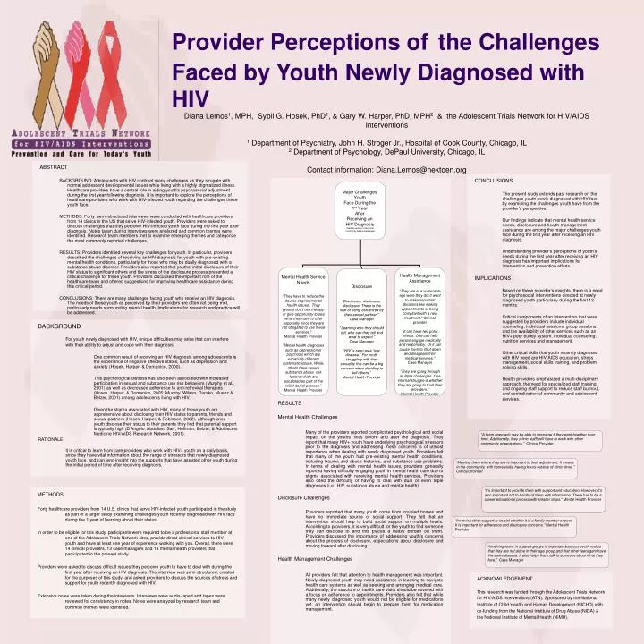 provider perceptions of the challenges faced by youth newly diagnosed with hiv