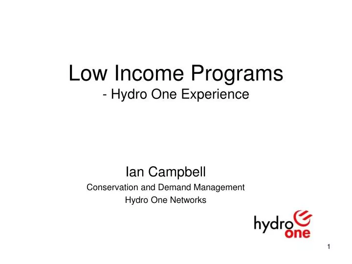 low income programs hydro one experience