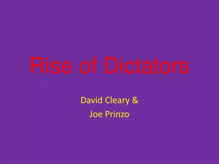 rise of dictators