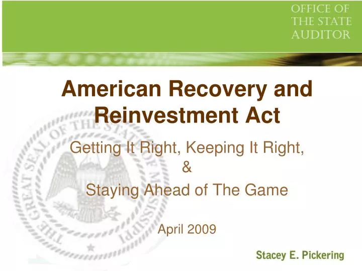 PPT American Recovery and Reinvestment Act PowerPoint Presentation