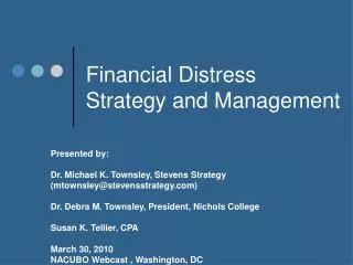 Financial Distress Strategy and Management