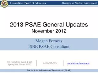 2013 PSAE General Updates November 2012