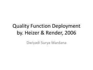 quality function deployment by heizer render 2006
