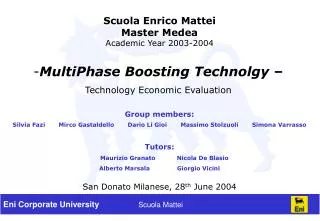 Scuola Enrico Mattei Master Medea Academic Year 2003-2004