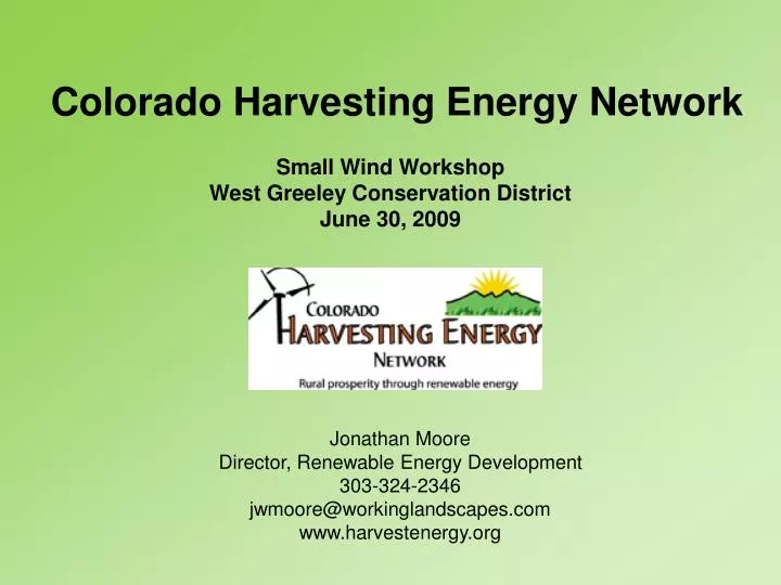 colorado harvesting energy network