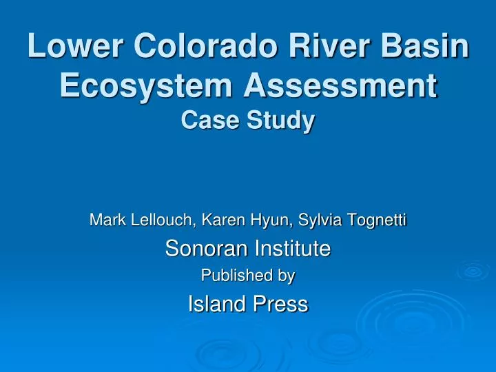 lower colorado river basin ecosystem assessment case study