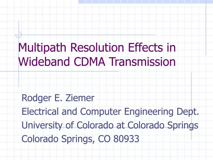 multipath resolution effects in wideband cdma transmission