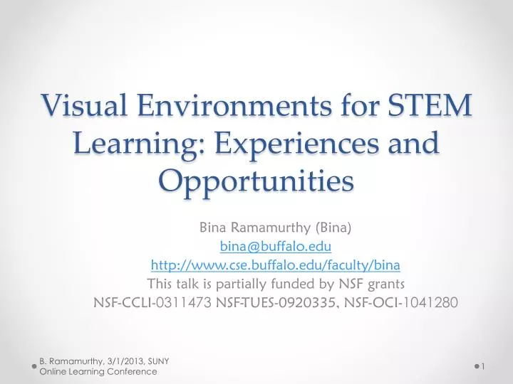 visual environments for stem learning experiences and opportunities