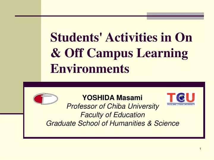 students activities in on off campus learning environments