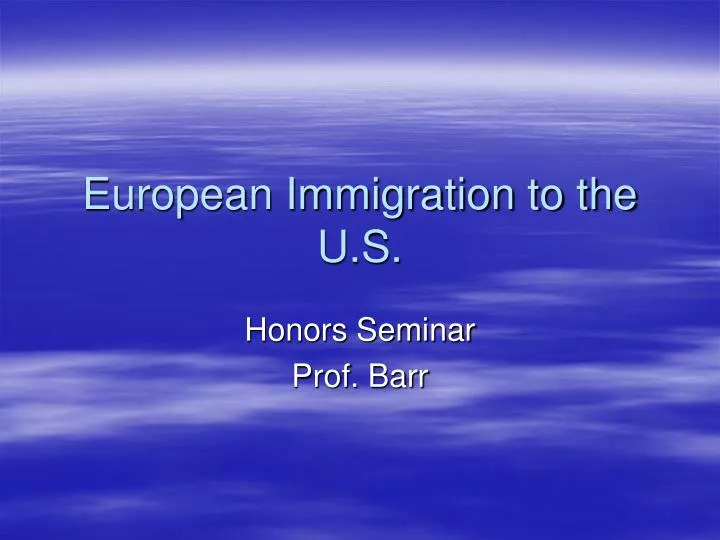 european immigration to the u s