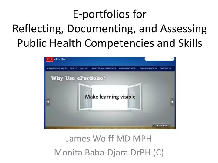 e portfolios for reflecting documenting and assessing p ublic h ealth c ompetencies and skills